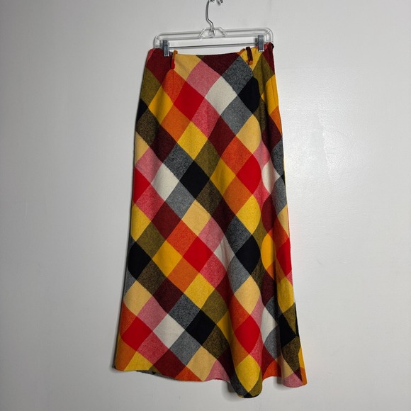 Vintage Roebuck Seers Tweed Wool Argyle Plaid‎ Flare Maxi Skirt Size 15 USA - Picture 1 of 8
